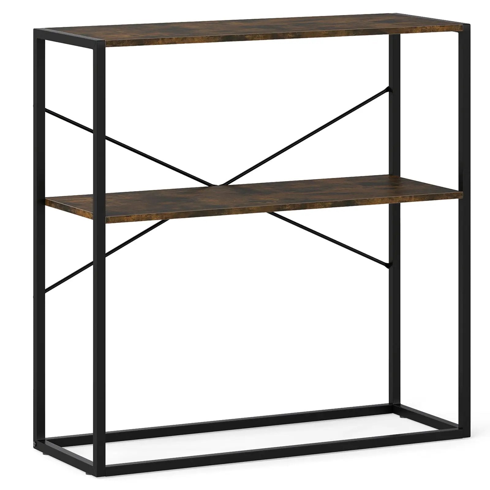 36" Console Table 2-Tier Entryway Table with Wooden Open Shelves and Metal Frame by DirectDeals
