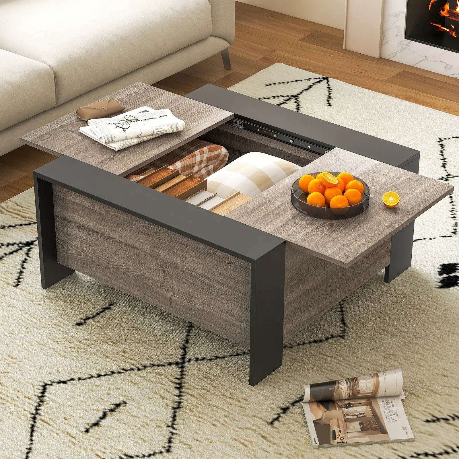 36.5 Inch Coffee Table with Sliding Top and Hidden Compartment by DirectDeals