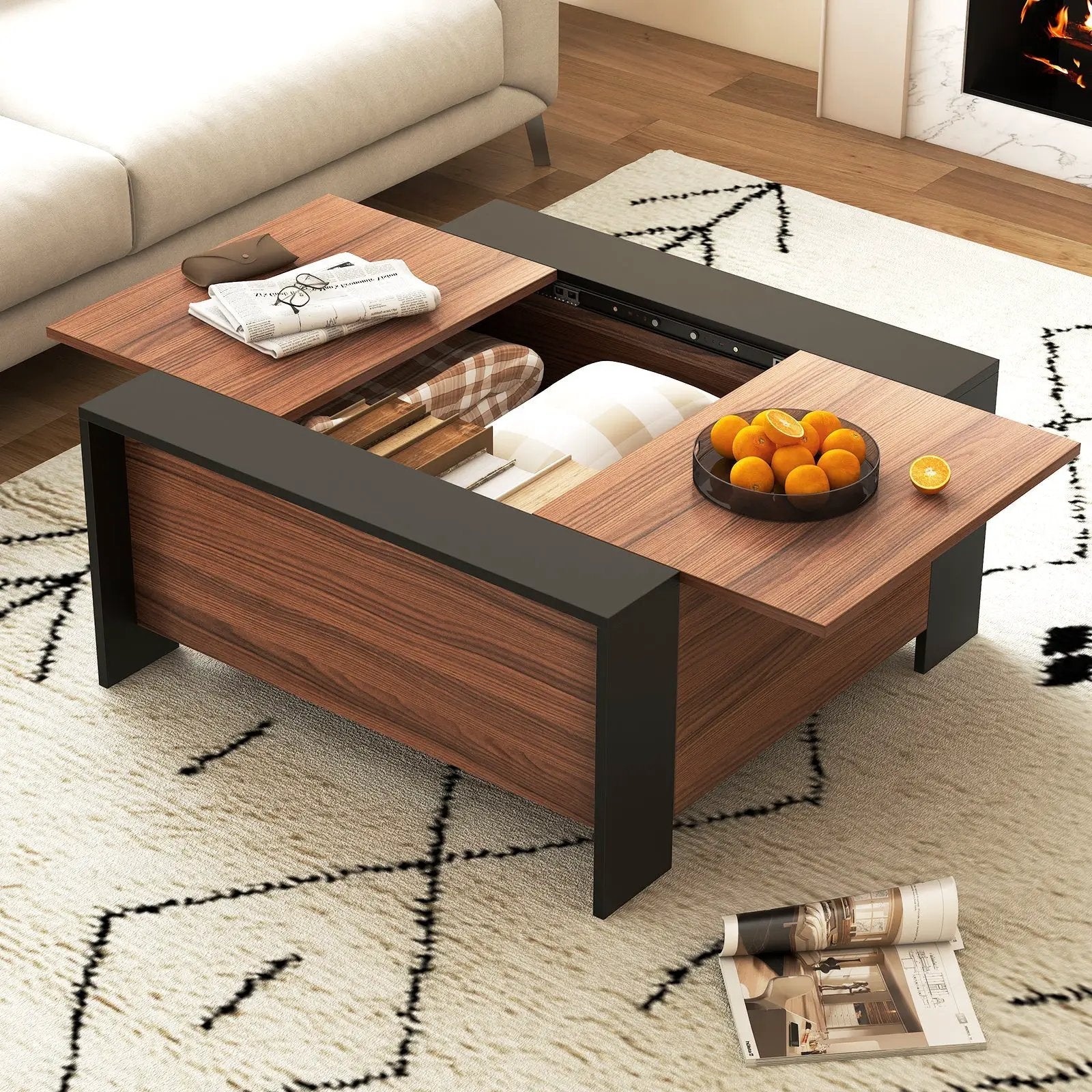 36.5 Inch Coffee Table with Sliding Top and Hidden Compartment by DirectDeals