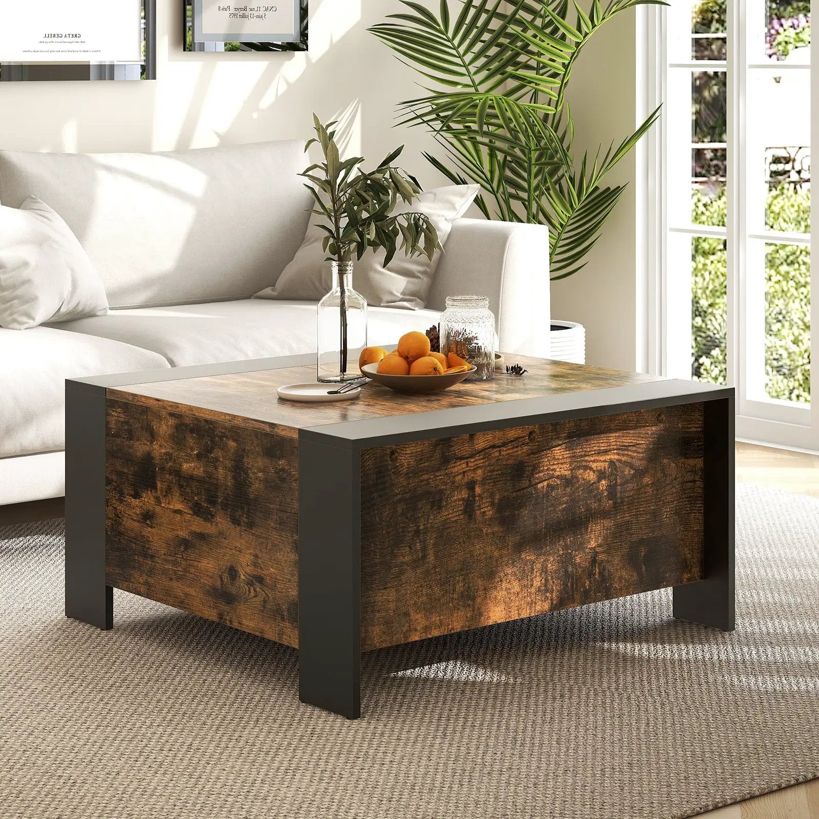 36.5 Inch Coffee Table with Sliding Top and Hidden Compartment by DirectDeals