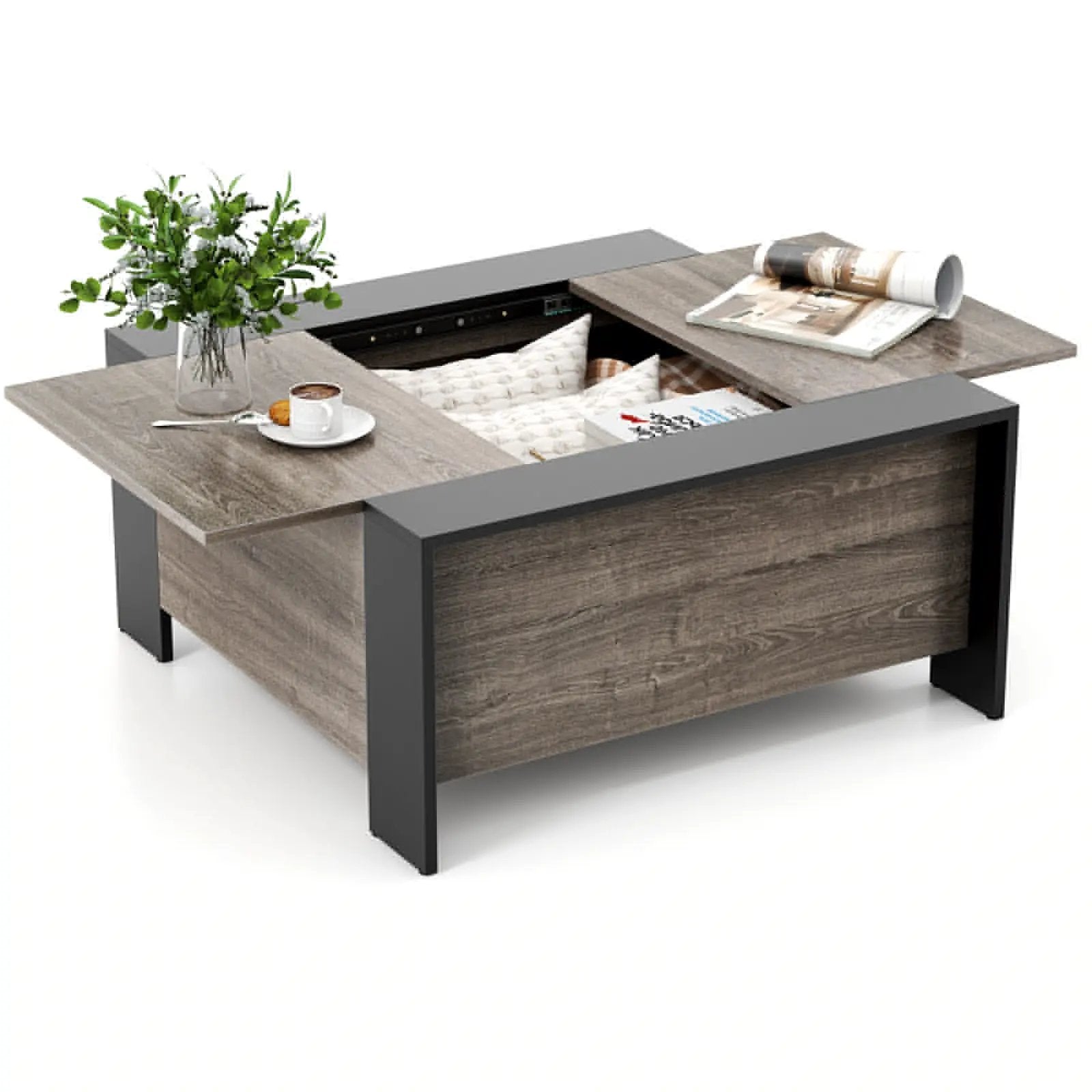 36.5 Inch Coffee Table with Sliding Top and Hidden Compartment by DirectDeals