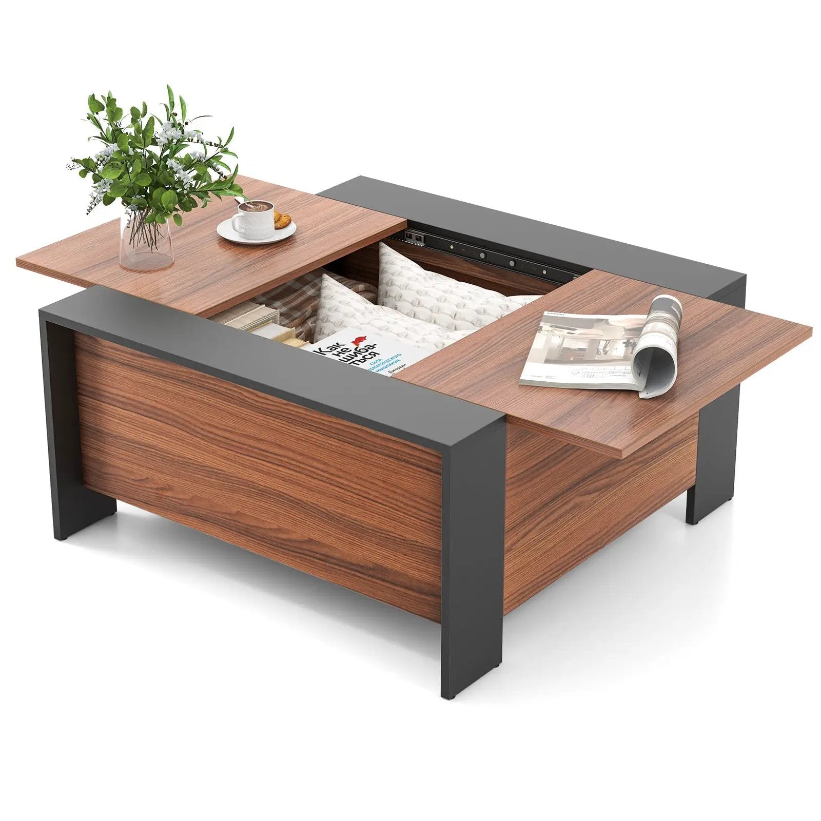 36.5 Inch Coffee Table with Sliding Top and Hidden Compartment by DirectDeals