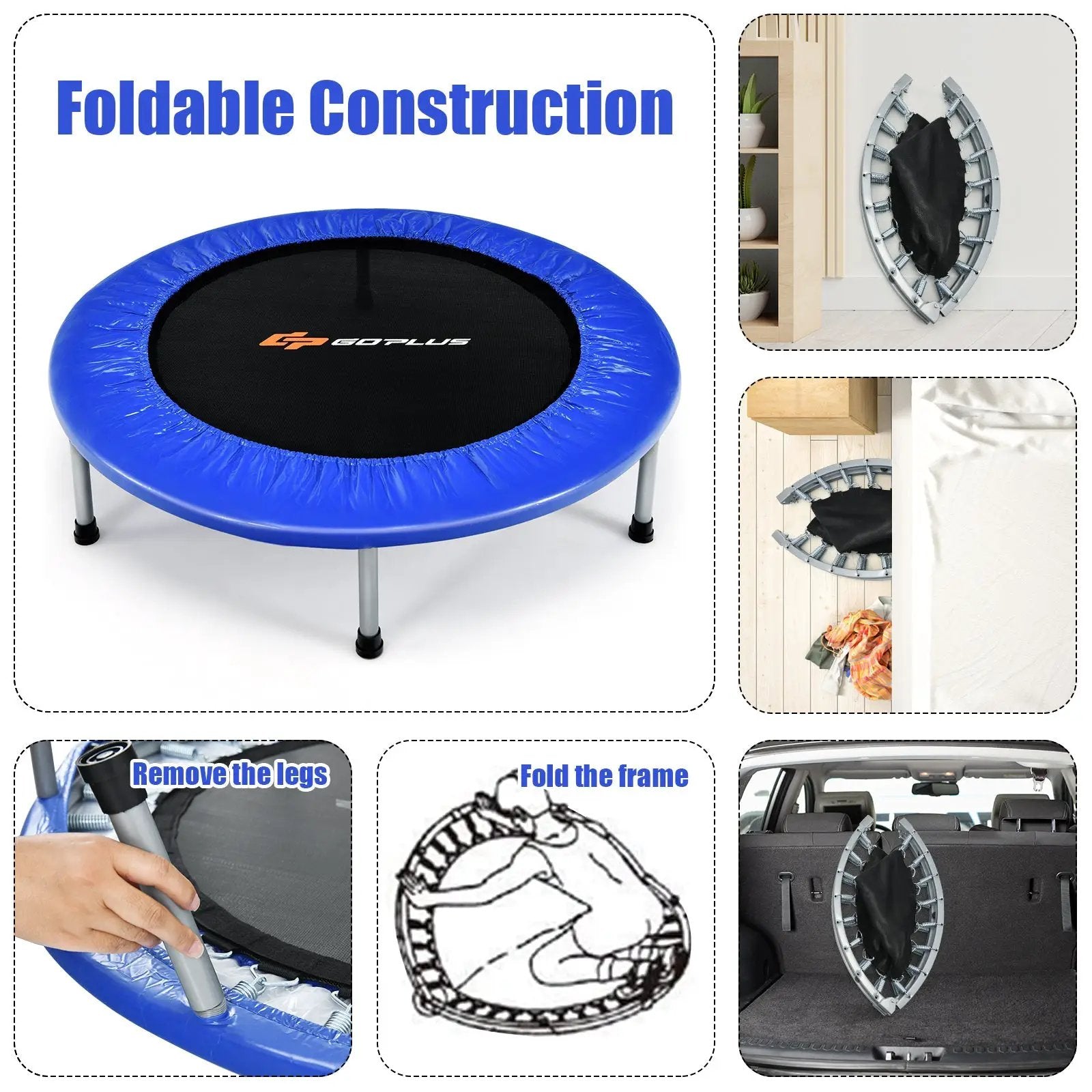 36 Inch Mini Folding Trampoline Portable Recreational Fitness Rebounder by DirectDeals