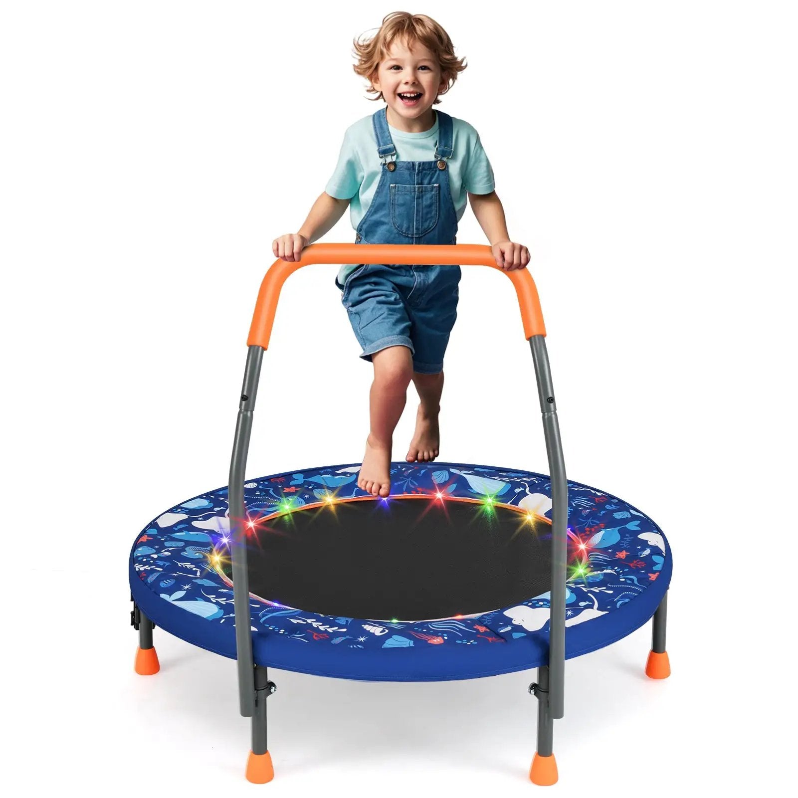 Mini Trampoline Folding Small Rebounder for Kids with Lights by DirectDeals