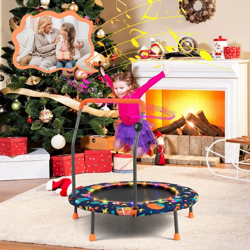 36 Inch Mini Trampoline with Colorful LED Lights and Bluetooth Speaker by DirectDeals