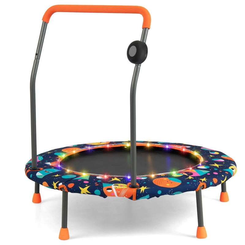 36 Inch Mini Trampoline with Colorful LED Lights and Bluetooth Speaker by DirectDeals