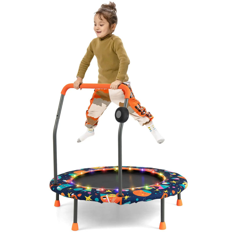 36 Inch Mini Trampoline with Colorful LED Lights and Bluetooth Speaker by DirectDeals