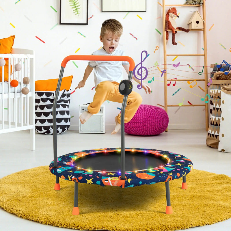 36 Inch Mini Trampoline with Colorful LED Lights and Bluetooth Speaker by DirectDeals