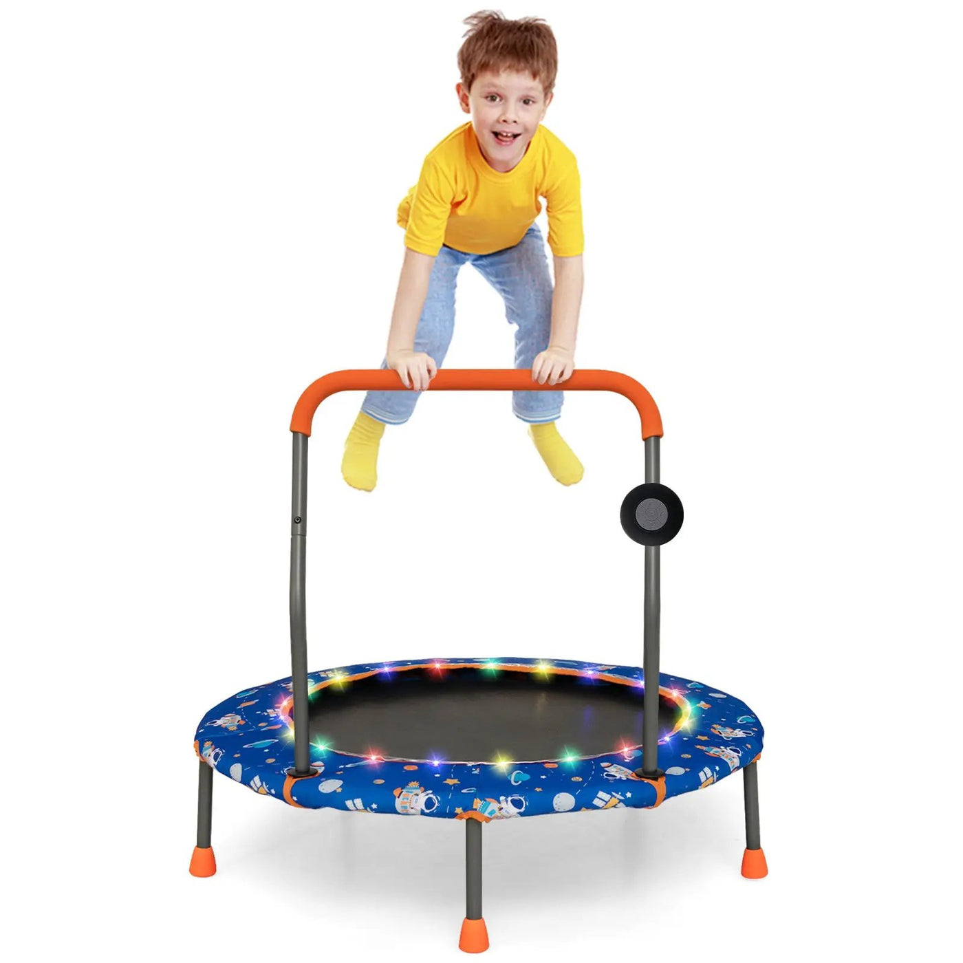 36 Inch Mini Trampoline with Colorful LED Lights and Bluetooth Speaker by DirectDeals
