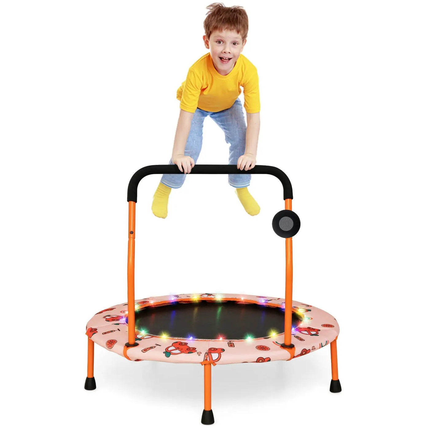 36 Inch Mini Trampoline with Colorful LED Lights and Bluetooth Speaker by DirectDeals