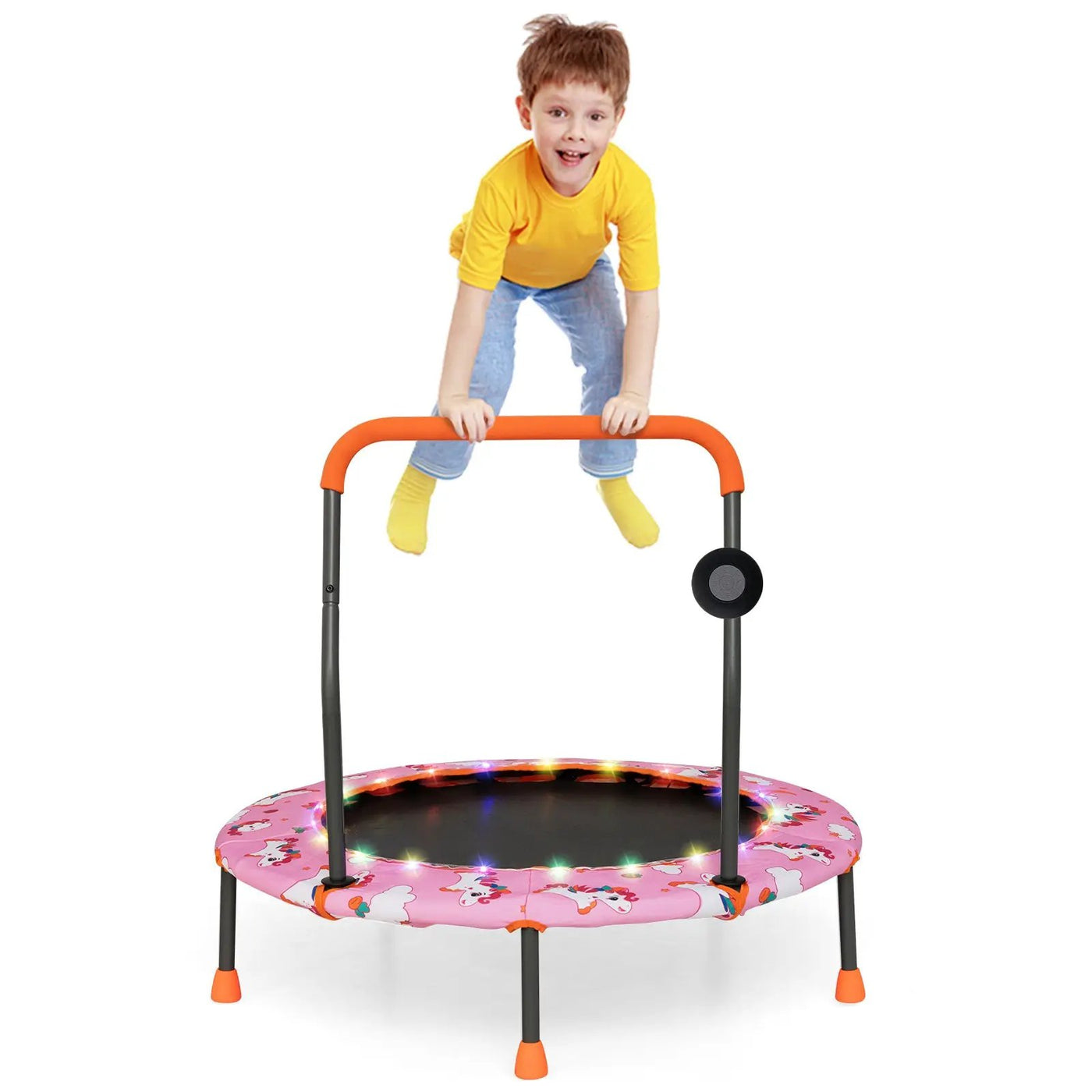 36 Inch Mini Trampoline with Colorful LED Lights and Bluetooth Speaker by DirectDeals
