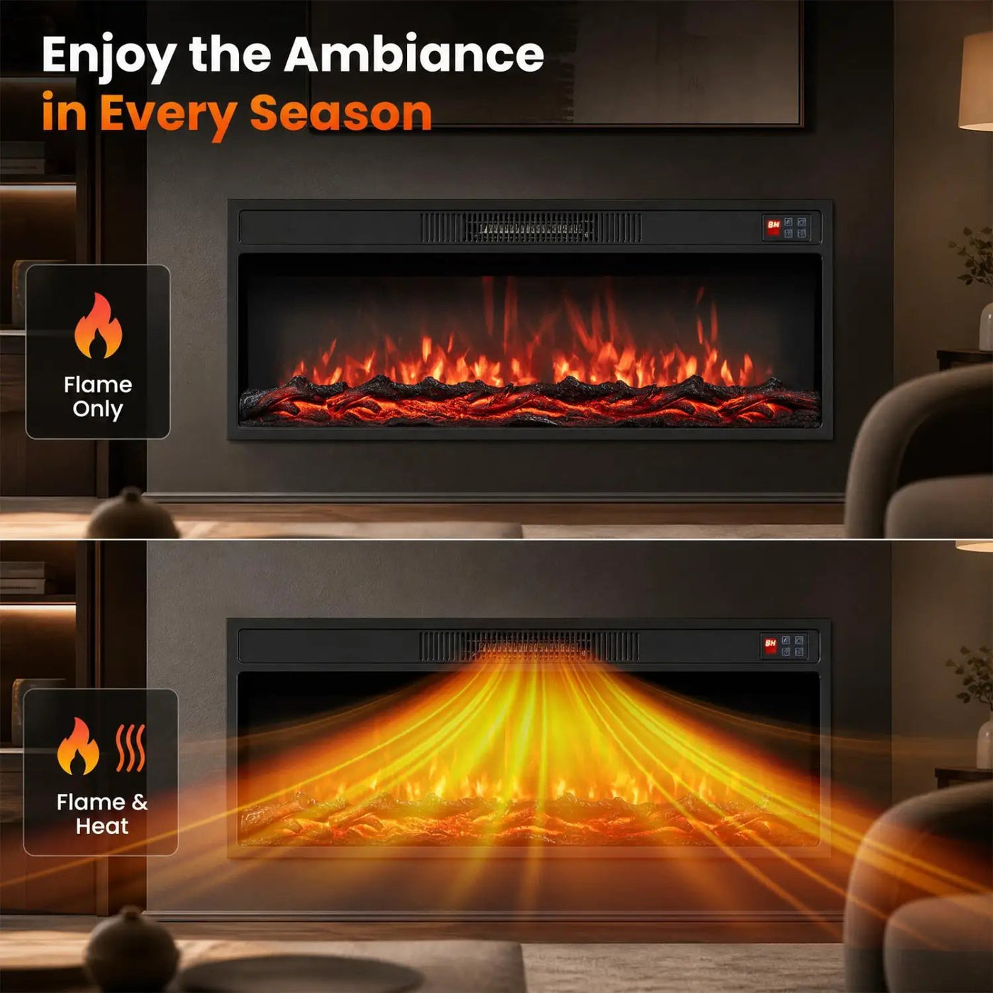 Recessed Electric Fireplace Heater with Remote Control by DirectDeals