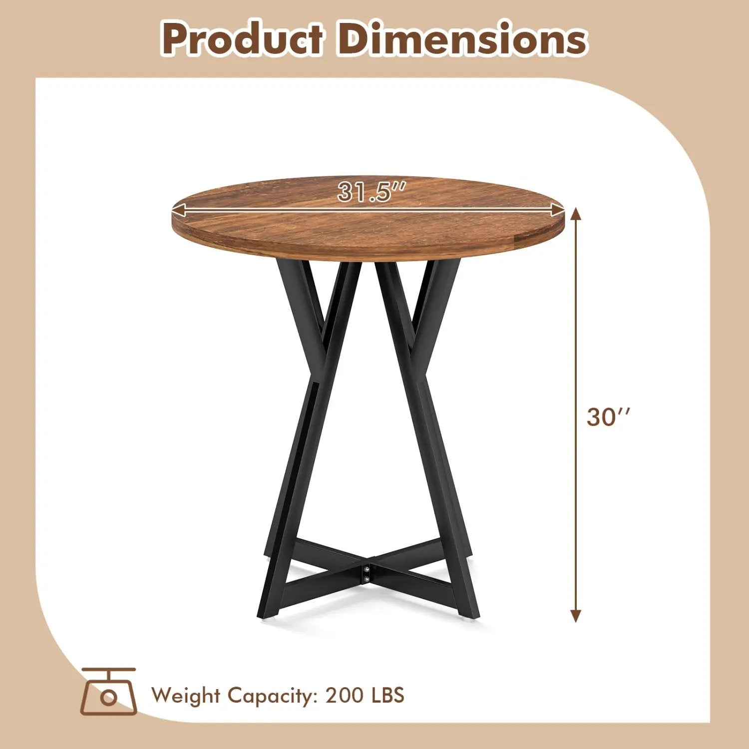 Round Dining Table 36 Inch with Metal Pedestal Base by DirectDeals