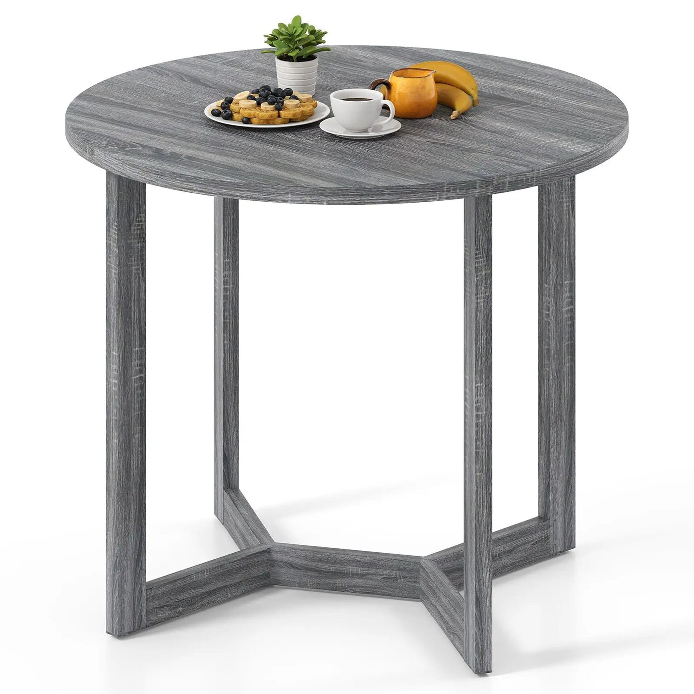 36 Inch Round Wood Dining Table for 2-4 People with Wing-shaped Pedestal Base by DirectDeals