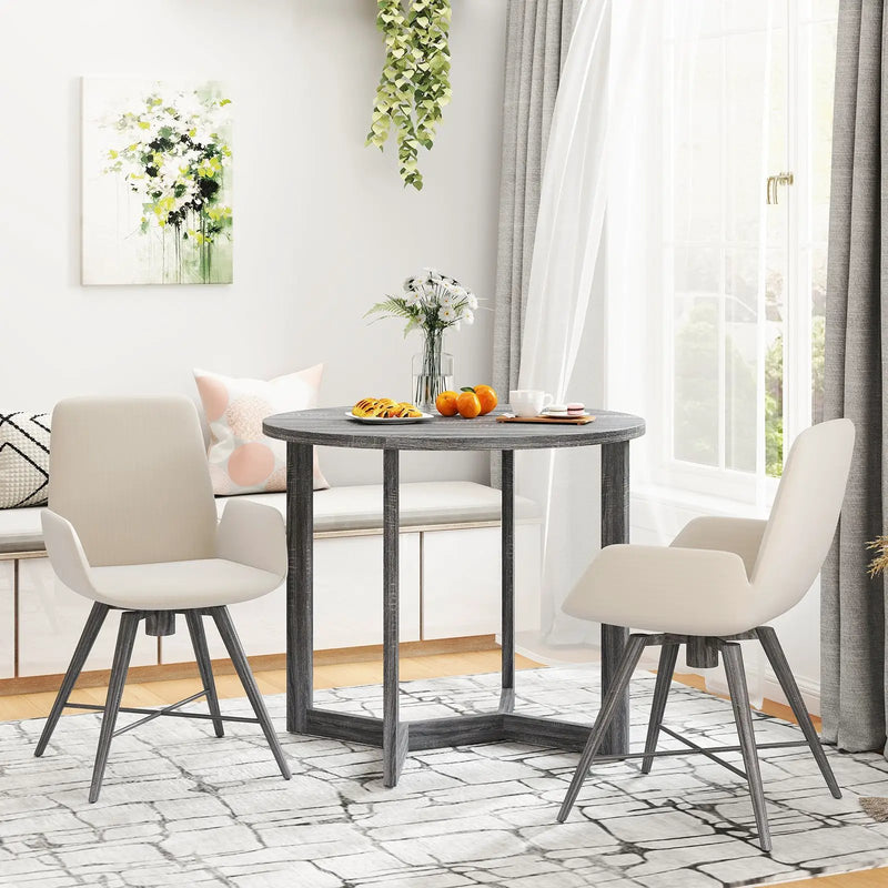 36 Inch Round Wood Dining Table for 2-4 People with Wing-shaped Pedestal Base by DirectDeals