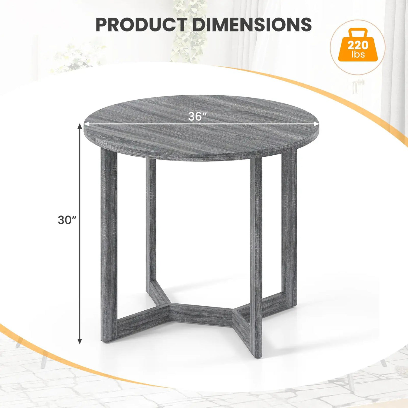 36 Inch Round Wood Dining Table for 2-4 People with Wing-shaped Pedestal Base by DirectDeals
