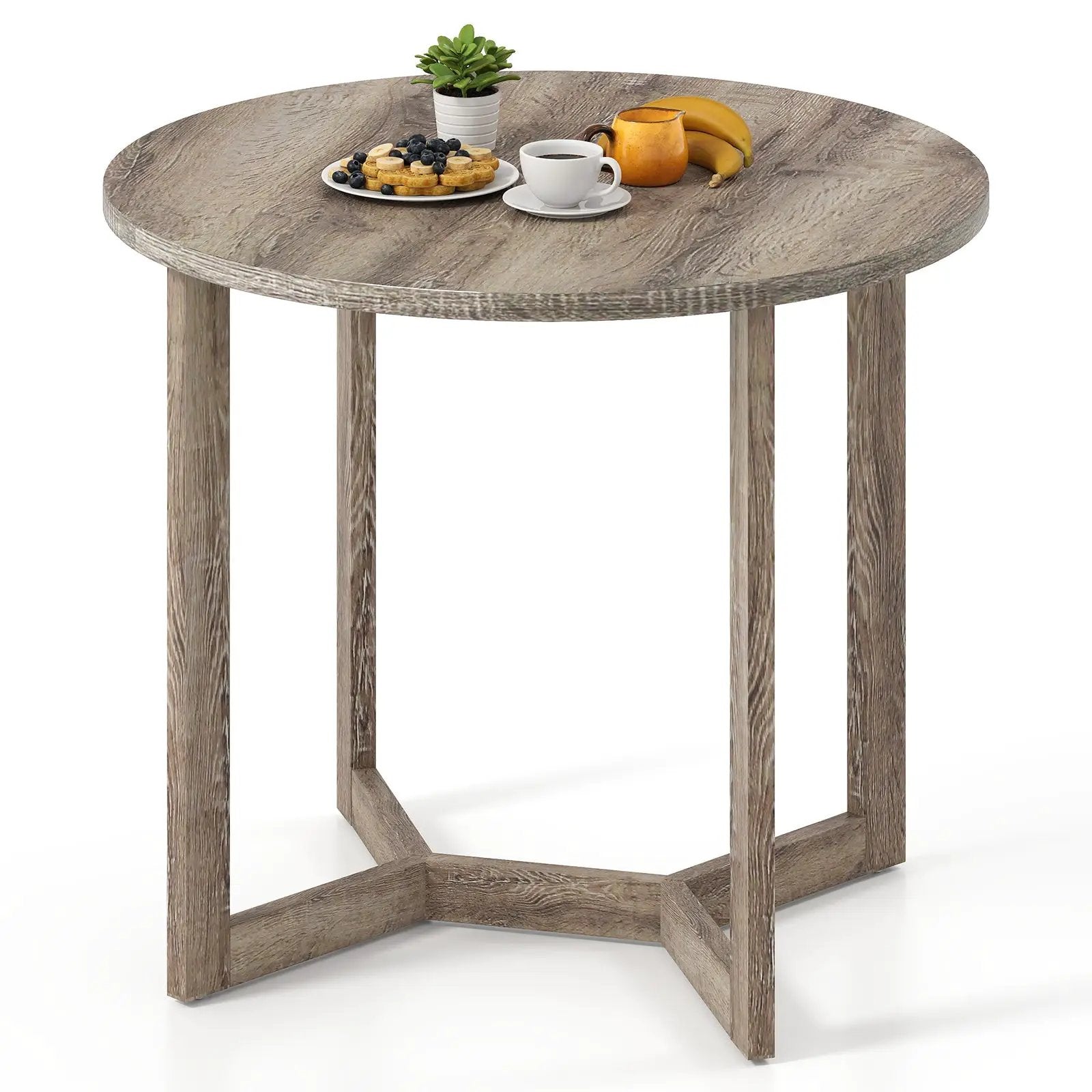36 Inch Round Wood Dining Table for 2-4 People with Wing-shaped Pedestal Base by DirectDeals