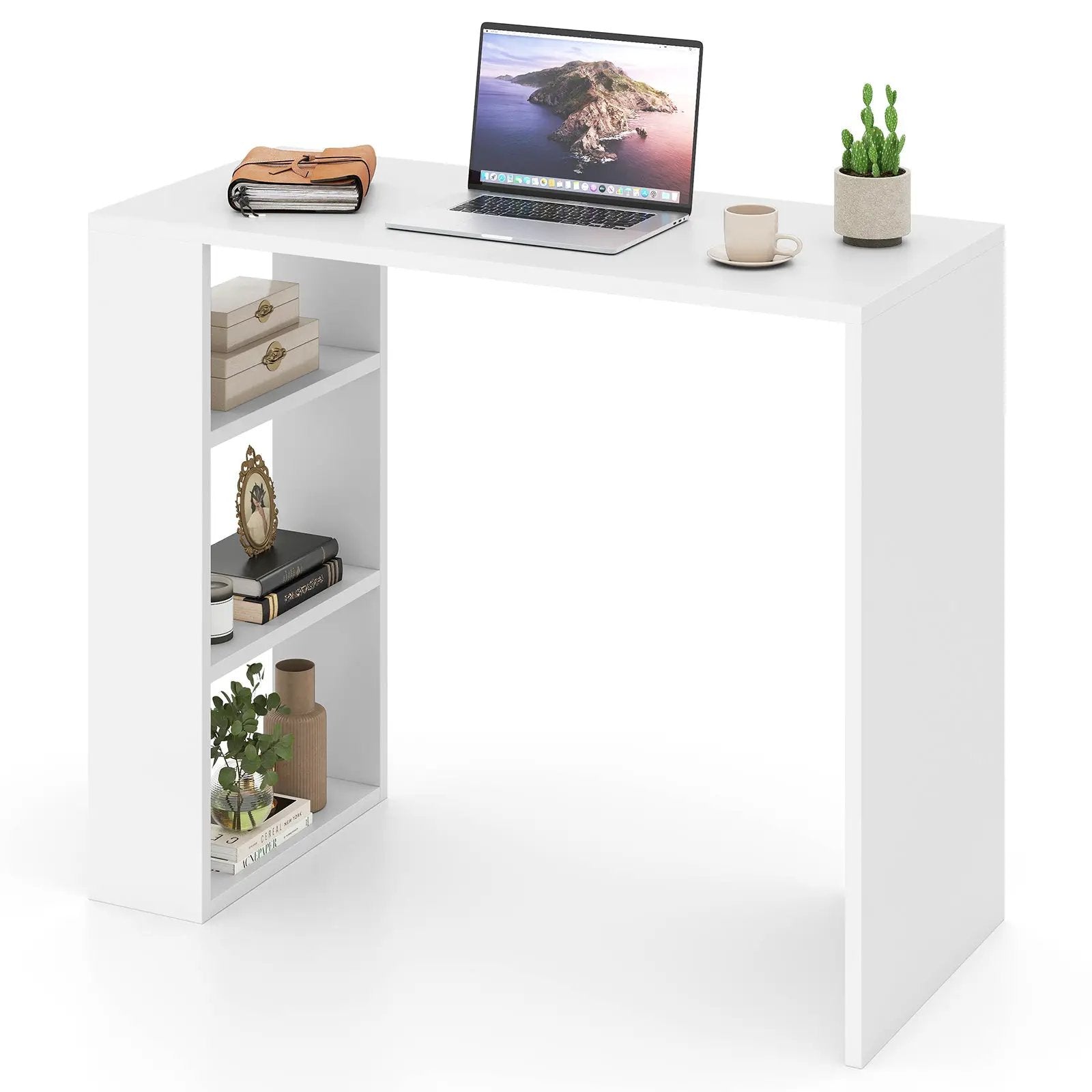 36 Inch White Computer Desk with 3 Open Shelves for Home Office Study-White by DirectDeals
