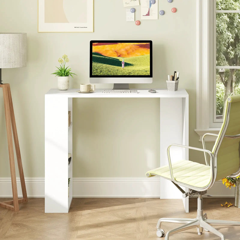 36 Inch White Computer Desk with 3 Open Shelves for Home Office Study-White by DirectDeals