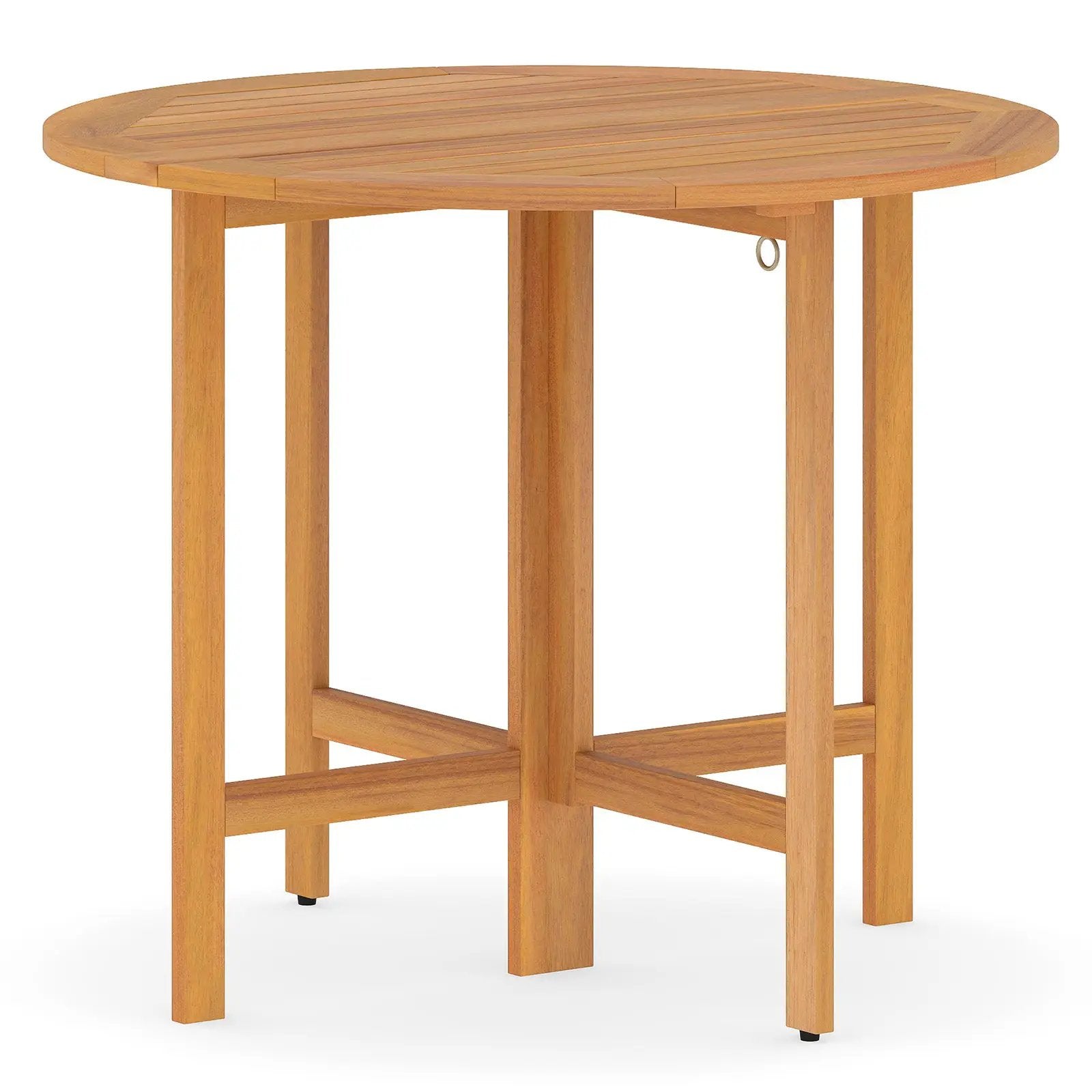 36 Inches Outdoor Folding Round Dining Table with Slatted Tabletop by DirectDeals