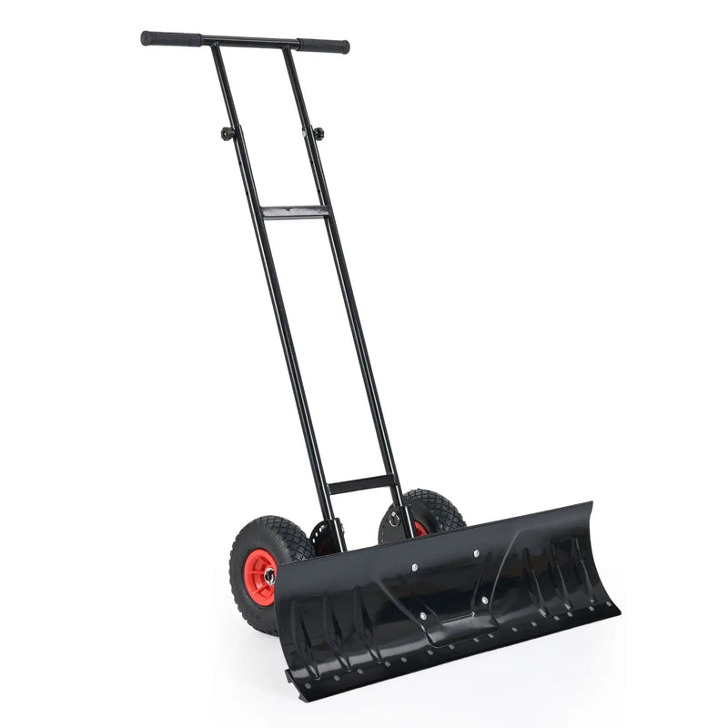 36 Inches Snow Shovel with Wheels and Adjustable Angle-Black by DirectDeals