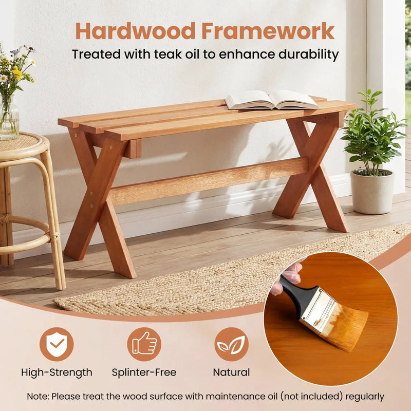 Outdoor Wood Bench Set of 2 - 36 Inch Backless Patio Seating by DirectDeals