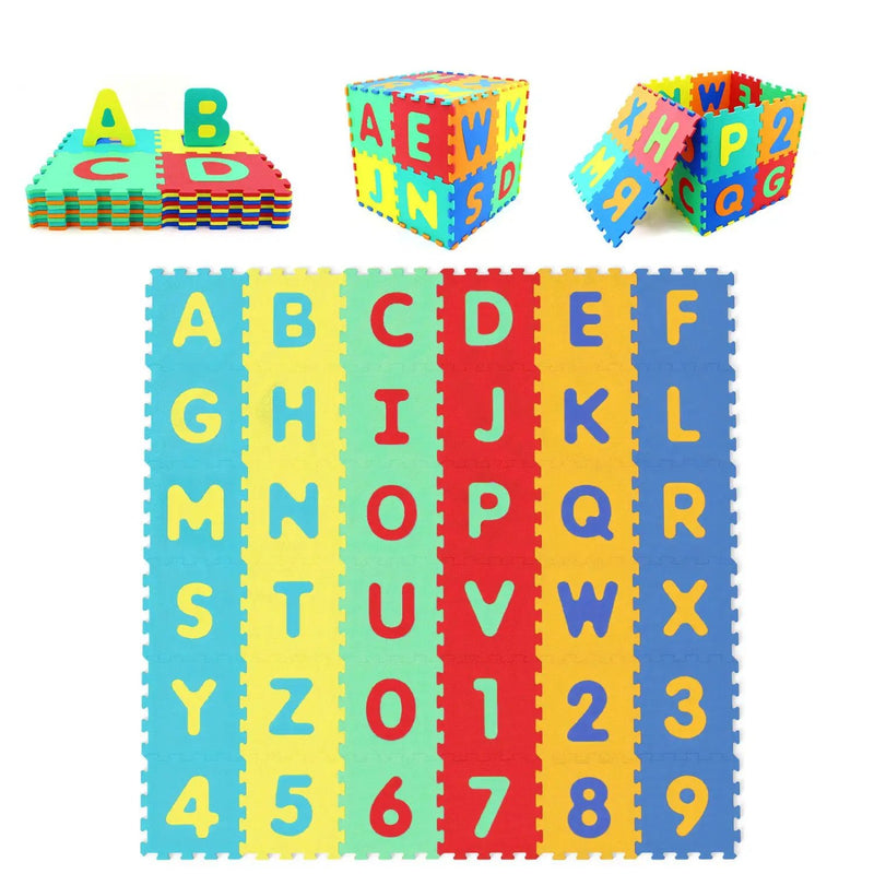 36-Piece Interlocking Baby Puzzle Floor Tiles with Educational Alphabet by DirectDeals