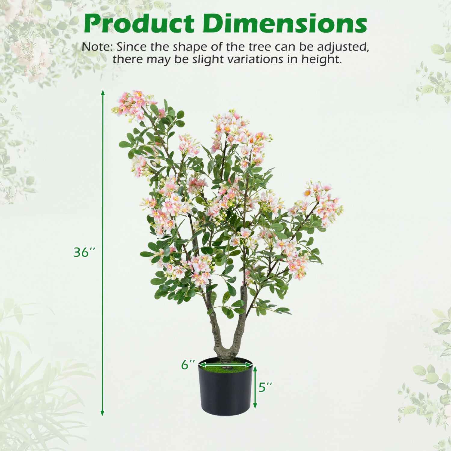 Artificial Impatiens Tree 36" with Pink Flowers and Fruits by DirectDeals