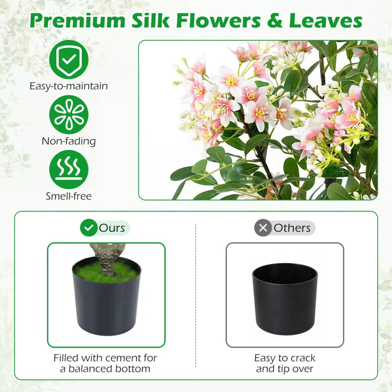 Artificial Impatiens Tree 36" with Pink Flowers and Fruits by DirectDeals
