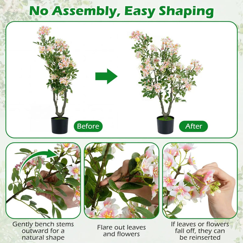 Artificial Impatiens Tree 36" with Pink Flowers and Fruits by DirectDeals