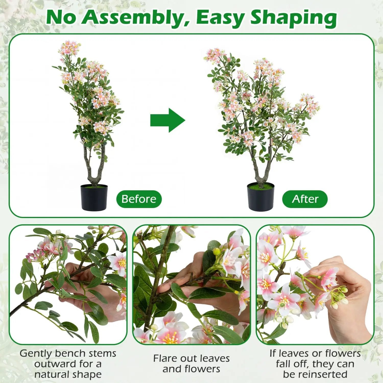 Artificial Impatiens Tree 36" with Flowers and Fruits - Pink by DirectDeals