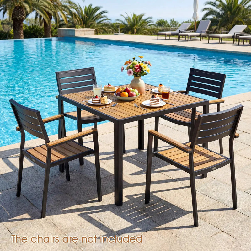 36 Inch Square Outdoor Dining Table for 4 with Slatted Top for Porch by DirectDeals