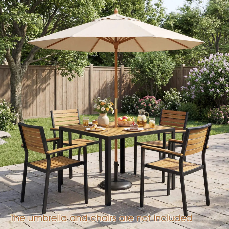 36 Inch Square Outdoor Dining Table for 4 with Slatted Top for Porch by DirectDeals