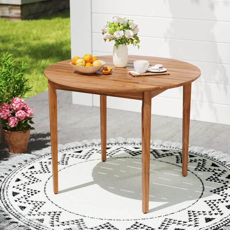 36 inch Acacia Wood Round Outdoor Dining Table for 4 People by DirectDeals