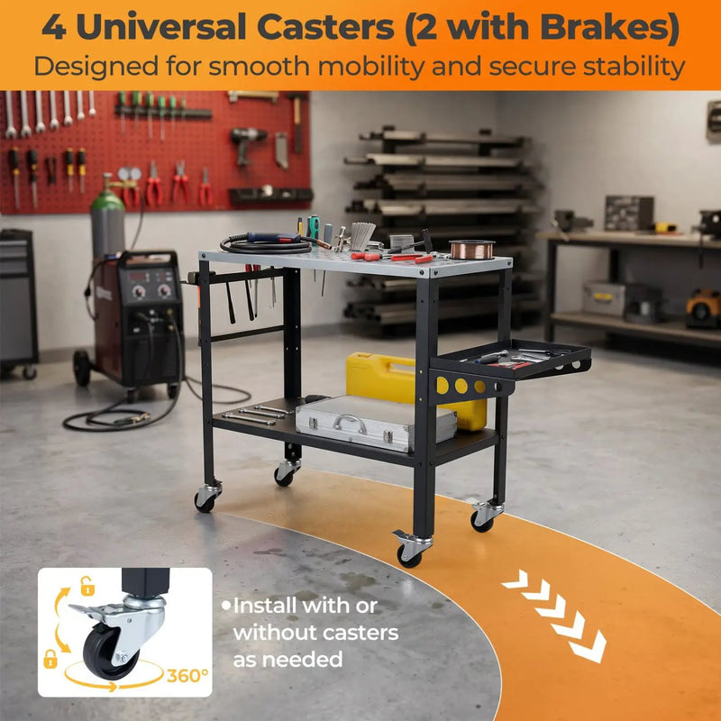 Welding Table 36x18" with 144 Fixture Holes and Lockable Wheels by DirectDeals