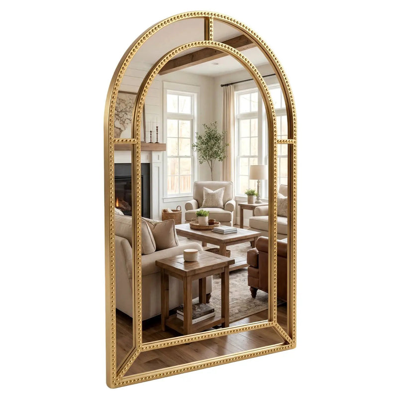 36 x 24 Inch Decorative Mirror with Beaded Frame for Living Room by DirectDeals