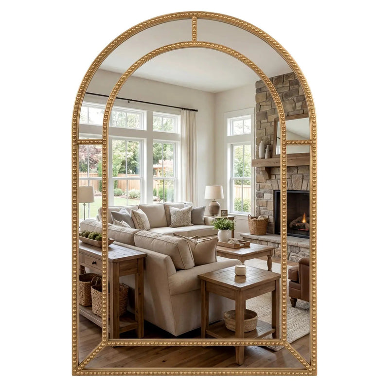 36 x 24 Inch Decorative Mirror with Beaded Frame for Living Room by DirectDeals