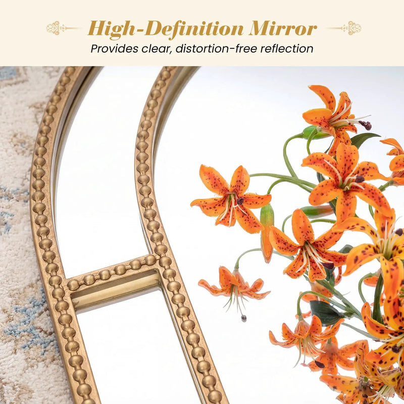 36 x 24 Inch Decorative Mirror with Beaded Frame for Living Room by DirectDeals