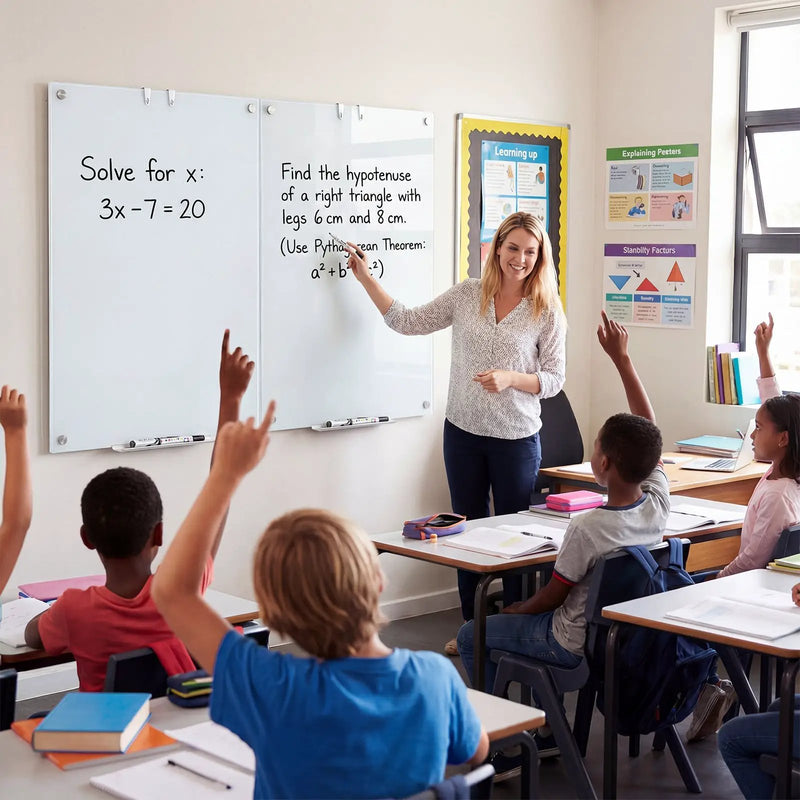 36 x 24 Inches Glass Whiteboard with Eraser and Removable Tray by DirectDeals