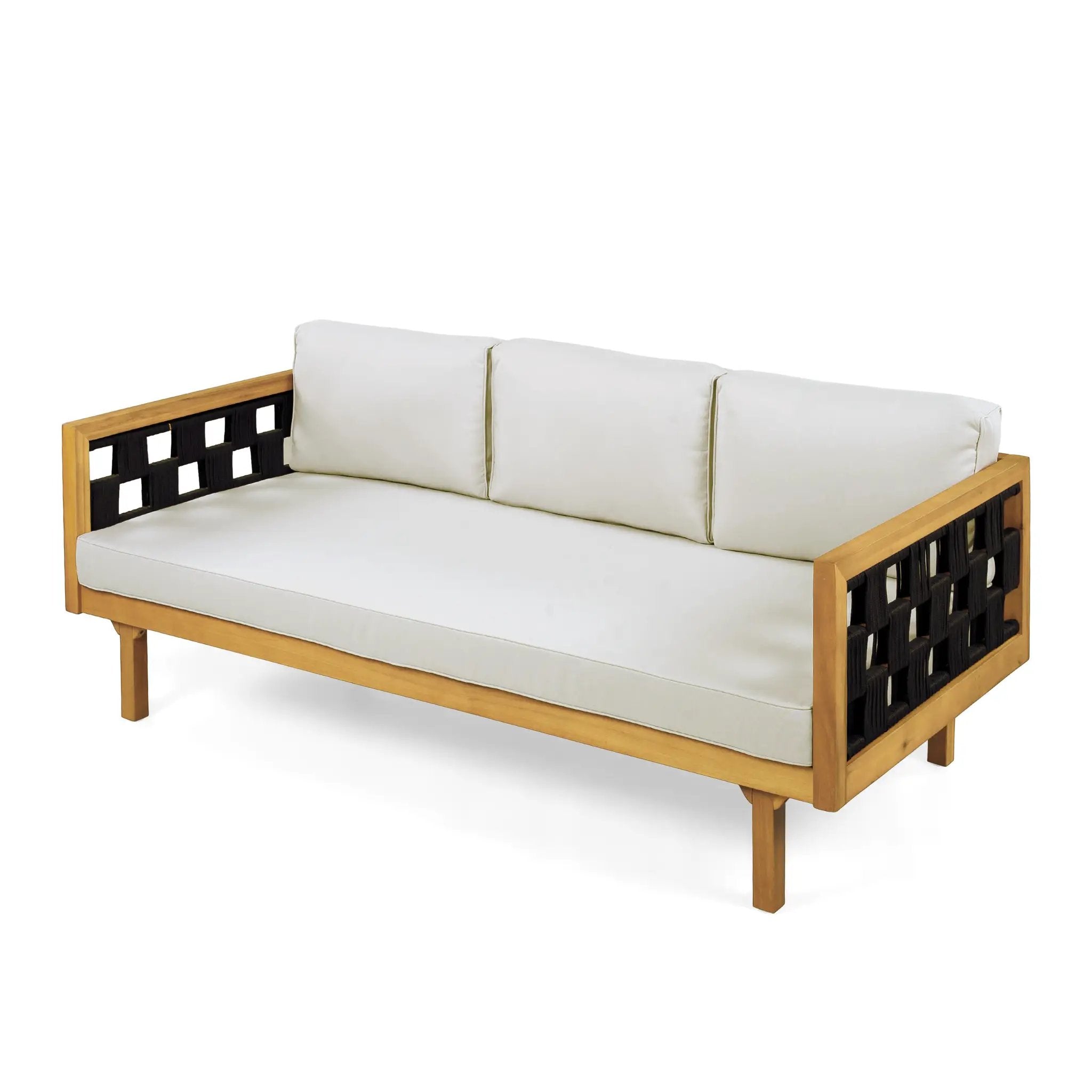 Three-Seater Outdoor Daybed - Acacia Wood Teak Finish Frame by HouseOfZazla