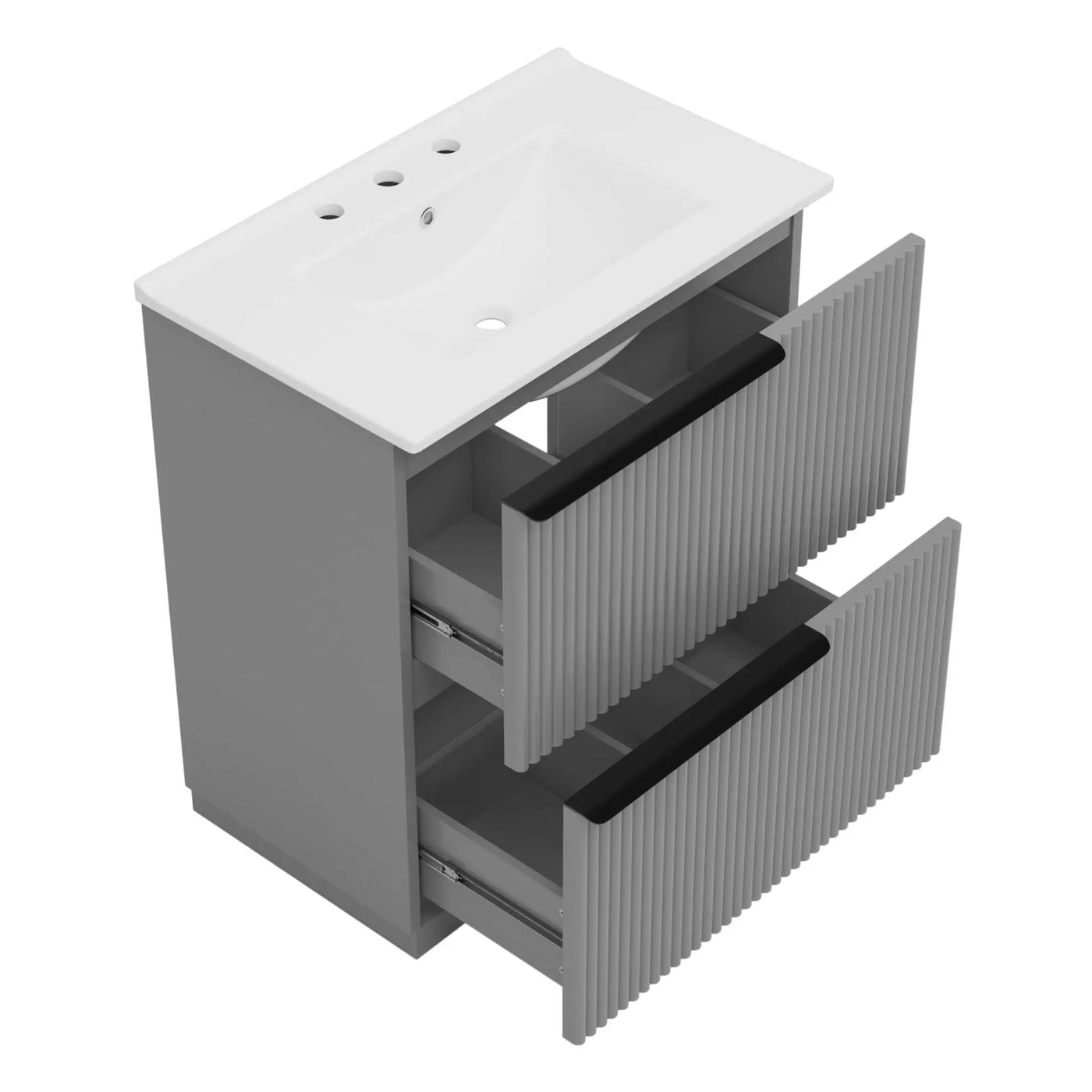 Fluted Bathroom Vanity With Ceramic Sink, Freestanding Cabinet by HouseOfZazla