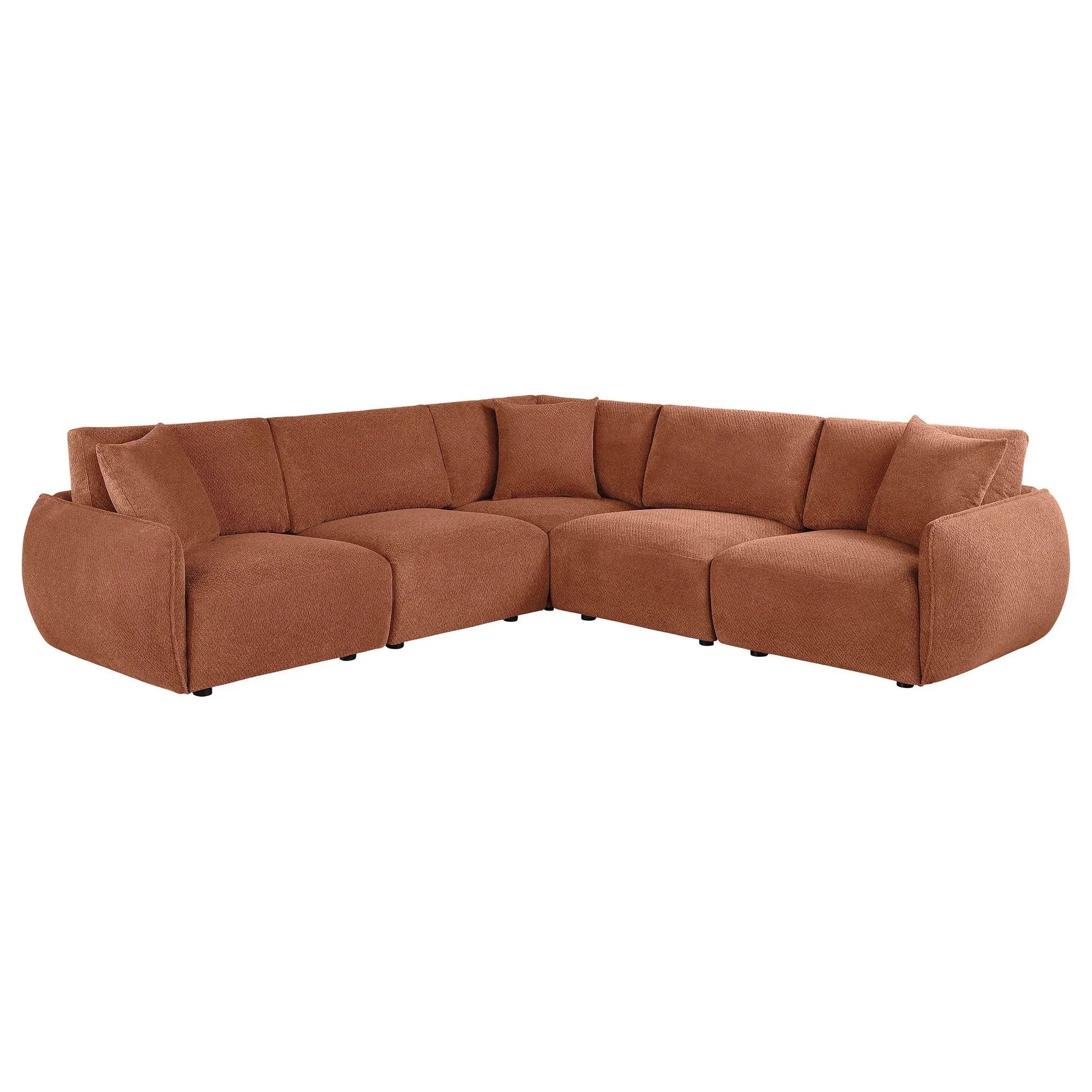 Elysia 5-piece Chenille Upholstered Modular Sectional Sofa Coral by Unique Piece Furniture