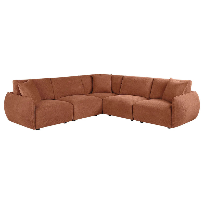 Elysia 5-piece Chenille Upholstered Modular Sectional Sofa Coral by Unique Piece Furniture