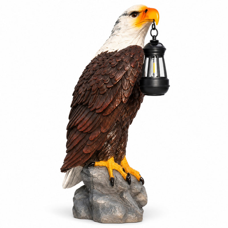 23.23-Inch Solar Bald Eagle Statue with Lantern, Outdoor Garden Decor for Patio and Yard, photo 9 of 10