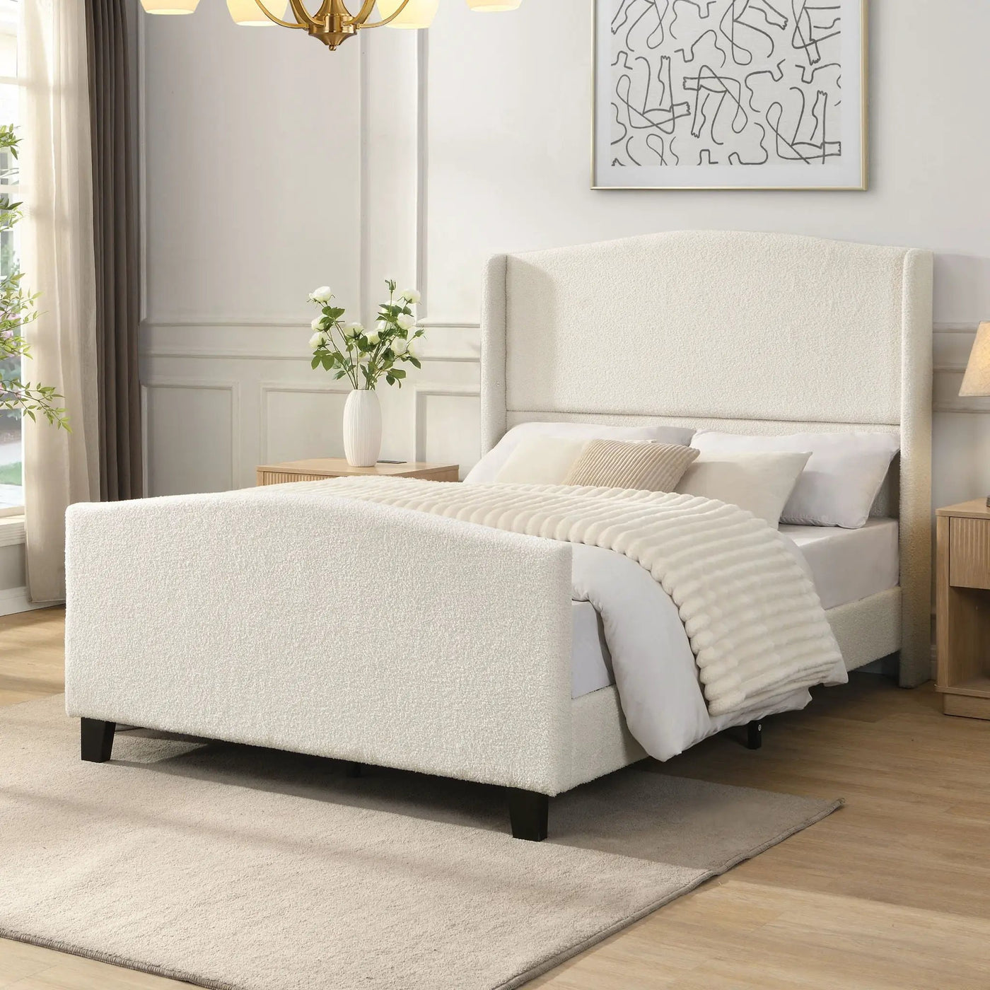 Platform Bed Frame With Tall Headboard And High Footboard by HouseOfZazla