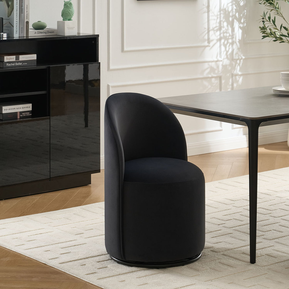 360 Degree Swivel Armless Dining Barrel Chair with Stain-Resistant Upholstery - Multiple Colors, photo 2 of 12