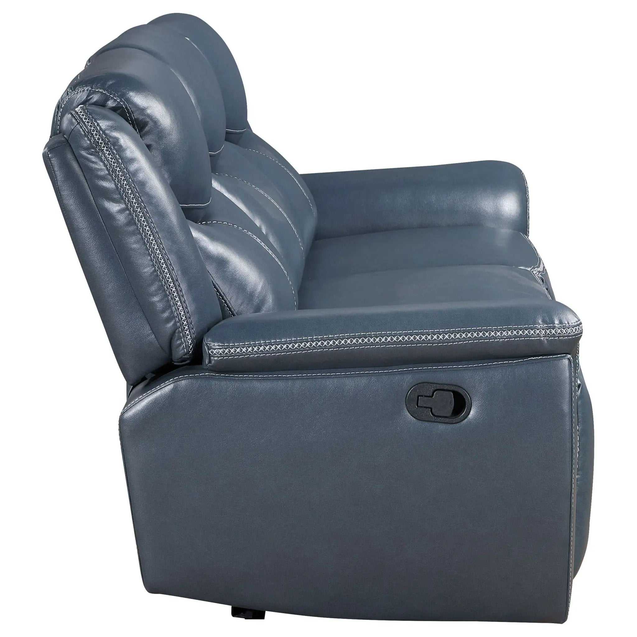 Sloane Upholstered Padded Arm Reclining Sofa Blue by Unique Piece Furniture