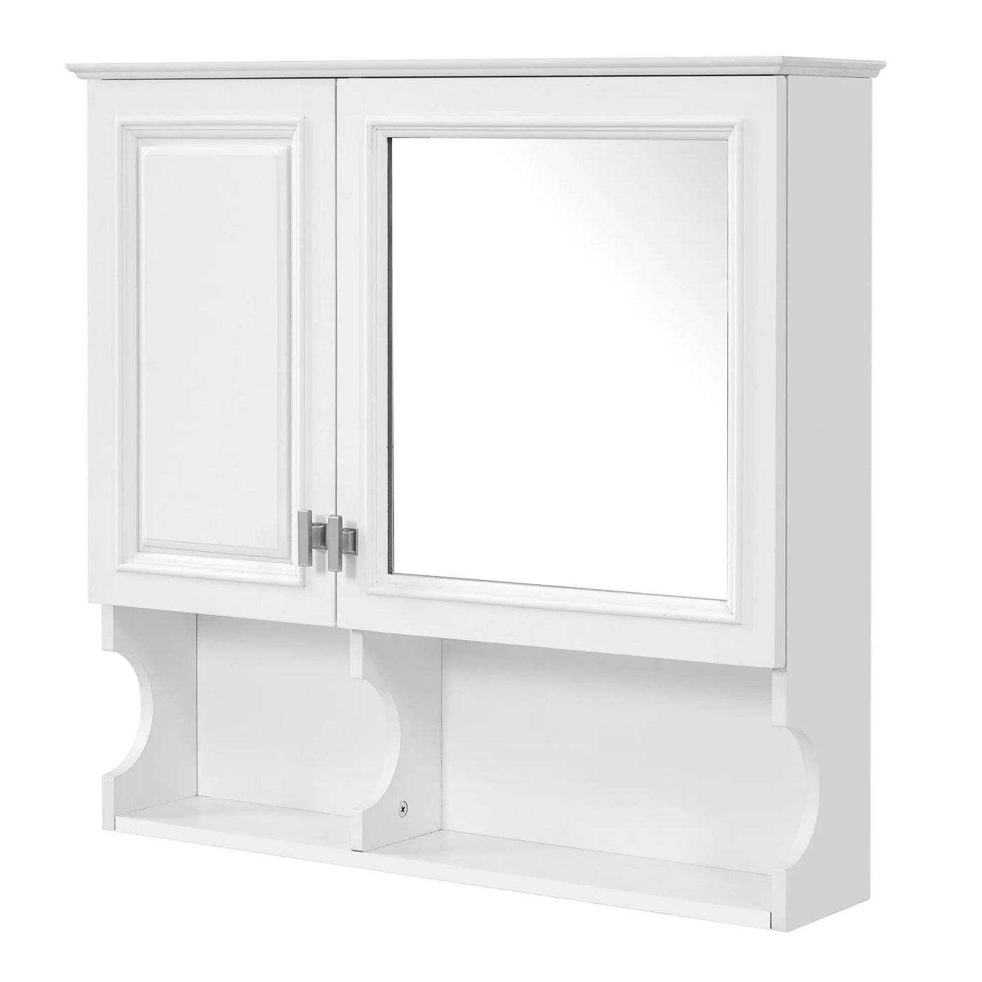 Wall Mounted Mirror Medicine Cabinet, Bathroom Storage With Doors And Open Shelves by Unique Piece Furniture