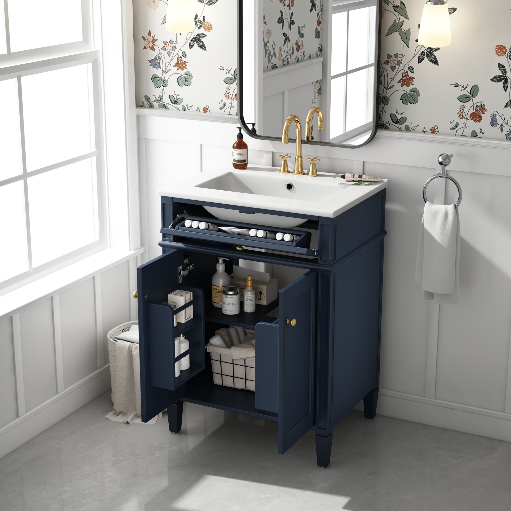 24" Bathroom Vanity with 2 Doors and Tip-Out Drawer by HouseOfZazla