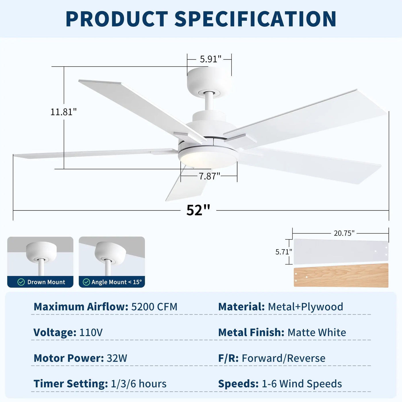 Reversible Motor Integrated LED Dimmable Ceiling Fan With Light by HouseOfZazla